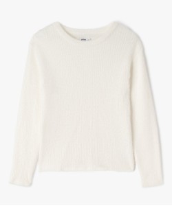 Pull en maille duveteuse à col rond fille